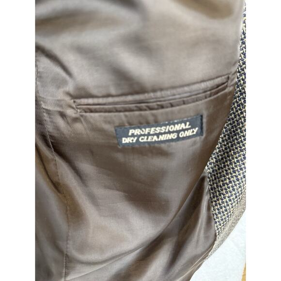 VINTAGE Tweed Sport Coat Blazer Beige Black Lambs Wool Andre Vachon 42S Short - Picture 7 of 13